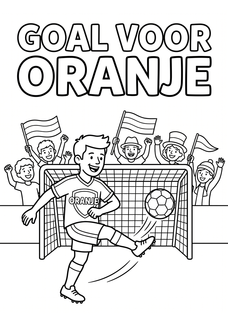 Goal voor Oranje Kleurplaat — gratis kleurplaat printen