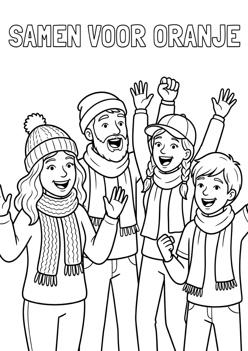 Groep Nederlandse Supporters Kleurplaat — gratis kleurplaat printen