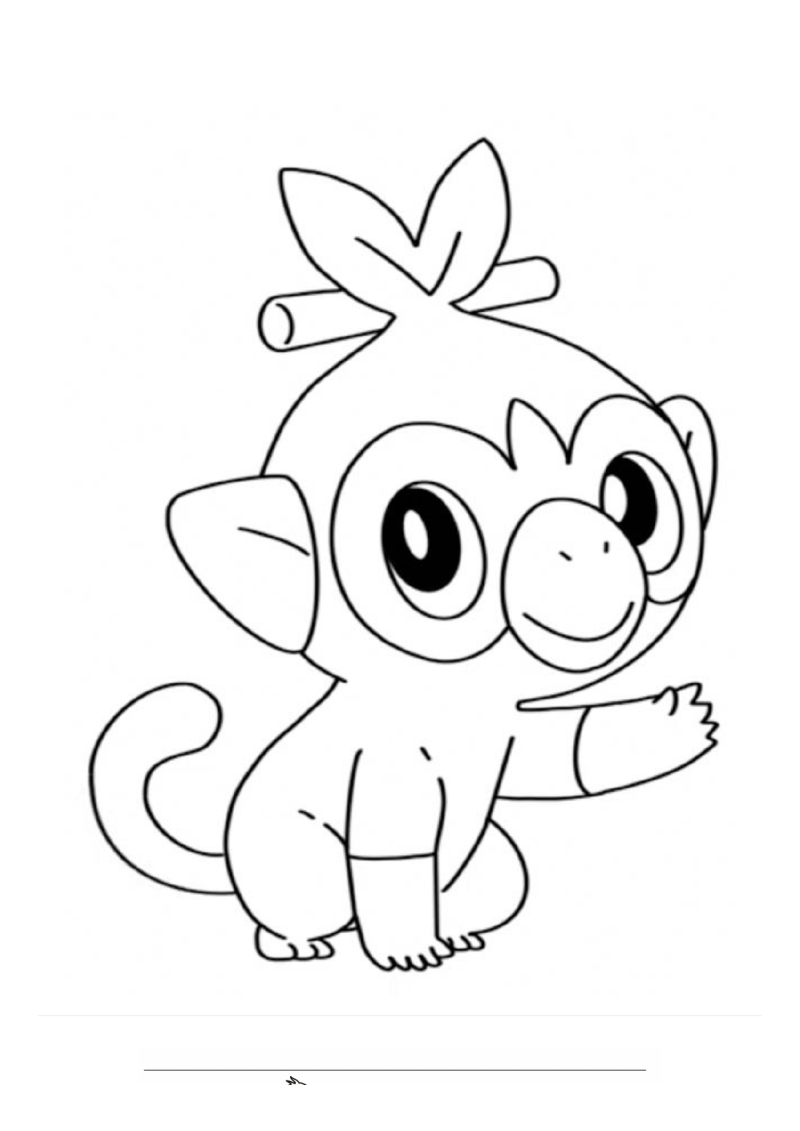 Grookey Kleurplaat — gratis kleurplaat