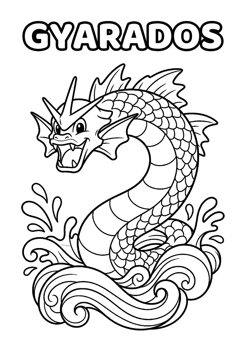 Gyarados Kleurplaat — gratis kleurplaat printen