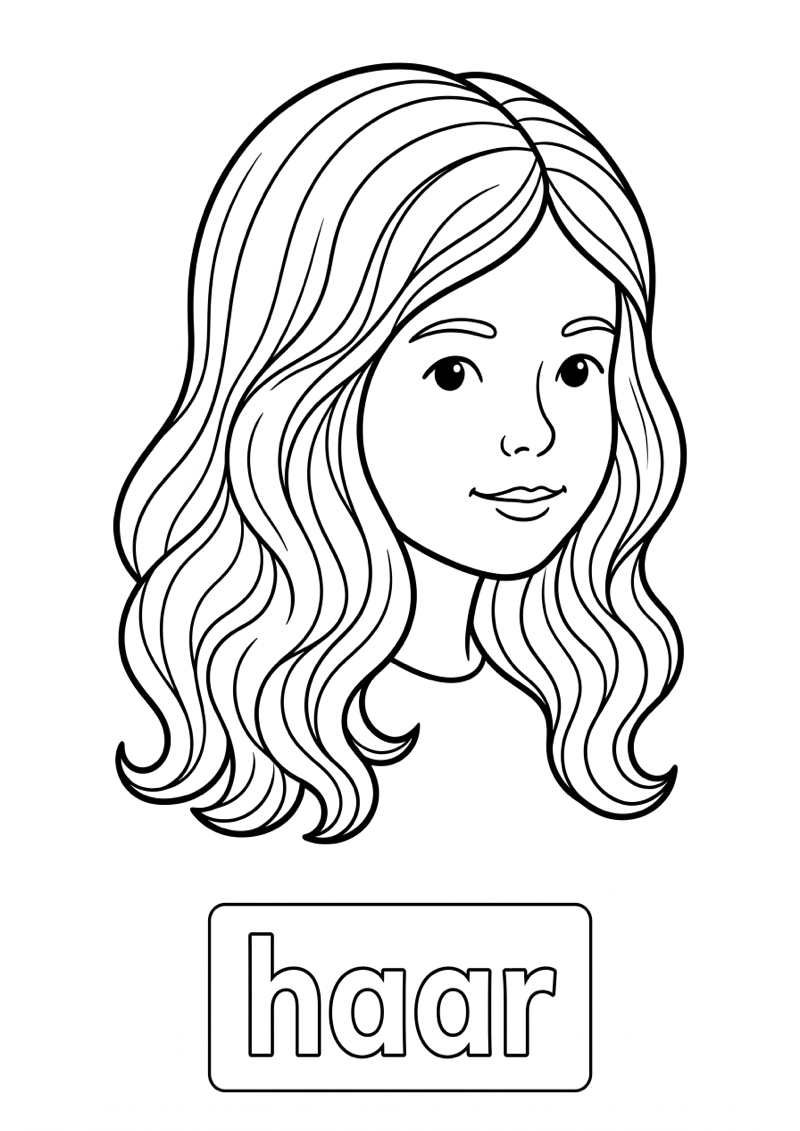 Haar Woordkaart Kleurplaat — gratis kleurplaat