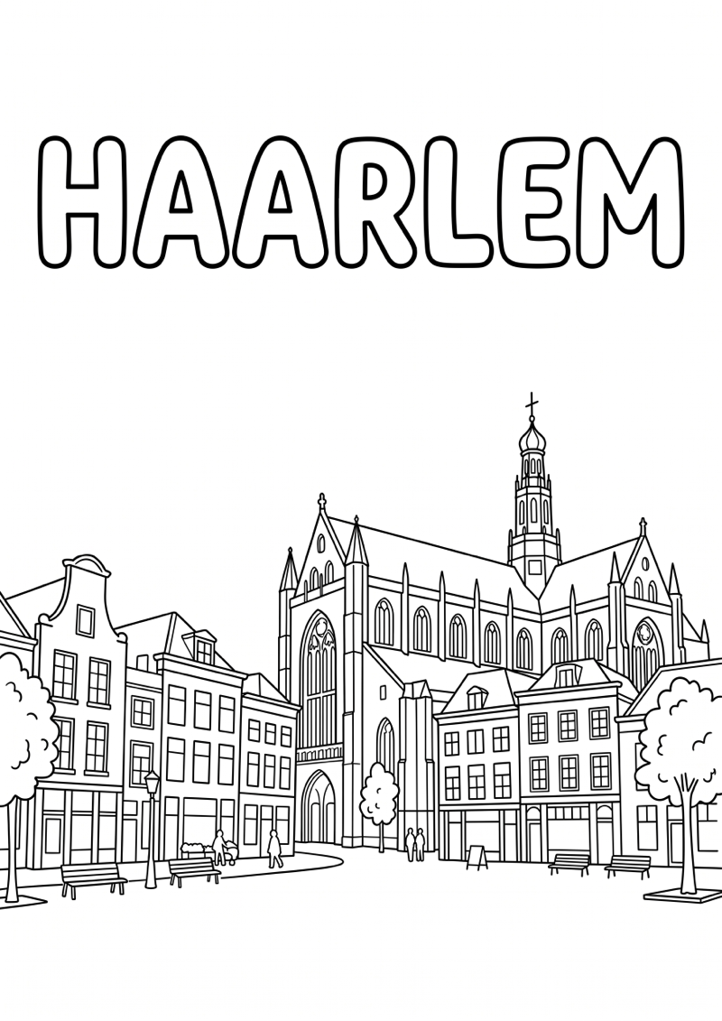 Haarlem Kleurplaat — gratis kleurplaat printen