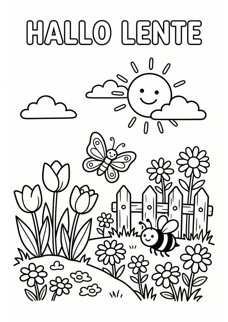 Hallo Lente Kleurplaat — gratis kleurplaat