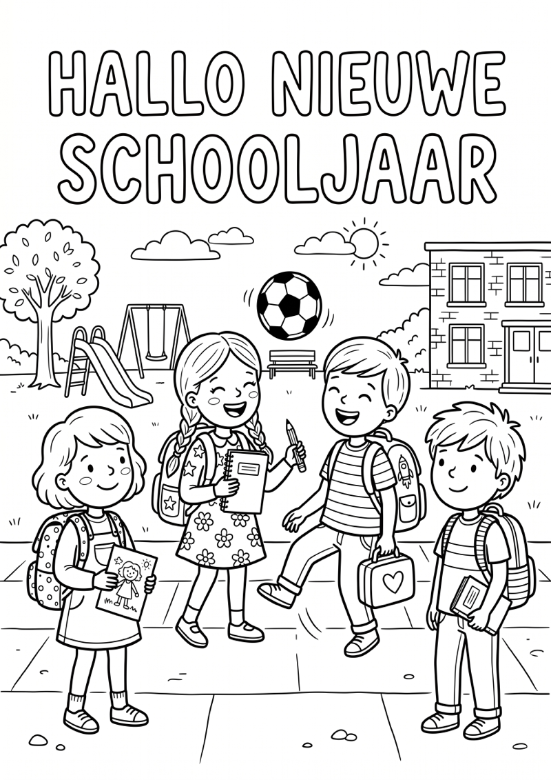 Hallo Nieuwe Schooljaar Kleurplaat — gratis kleurplaat printen