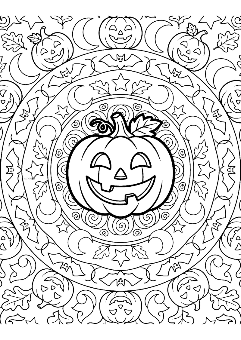 Halloween mandala kleurplaat — gratis kleurplaat printen
