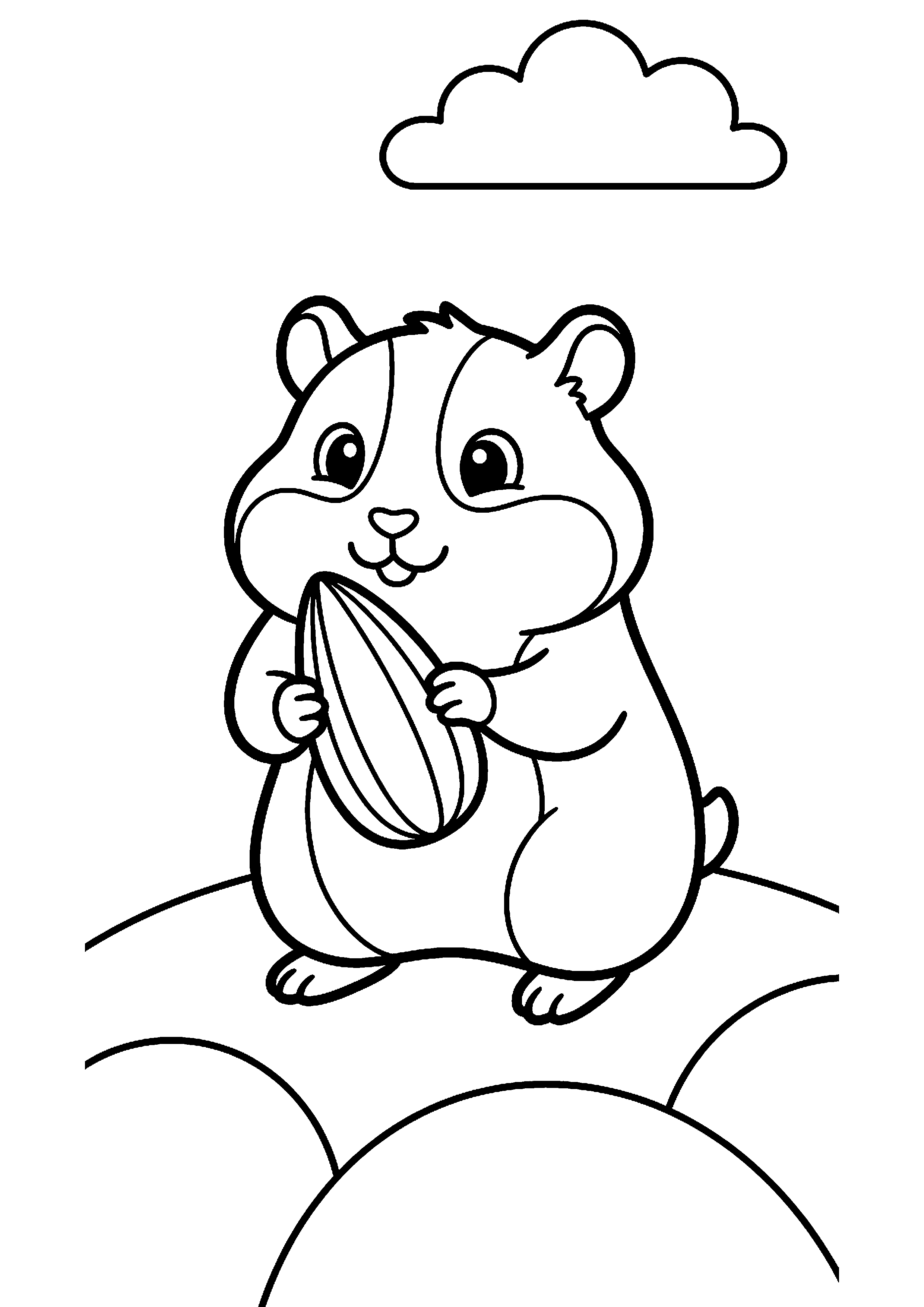 Hamster met zonnebloempit kleurplaat — gratis kleurplaat