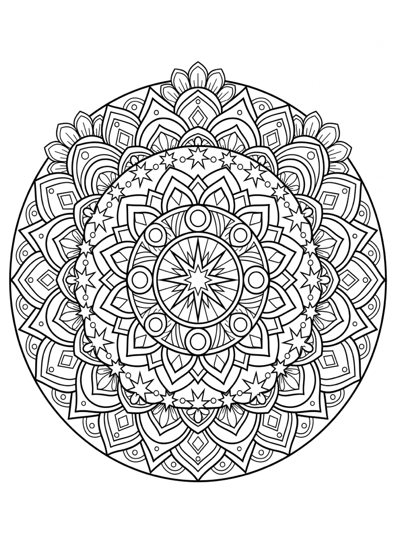 Harmonische Geometrie Mandala Kleurplaat — gratis kleurplaat