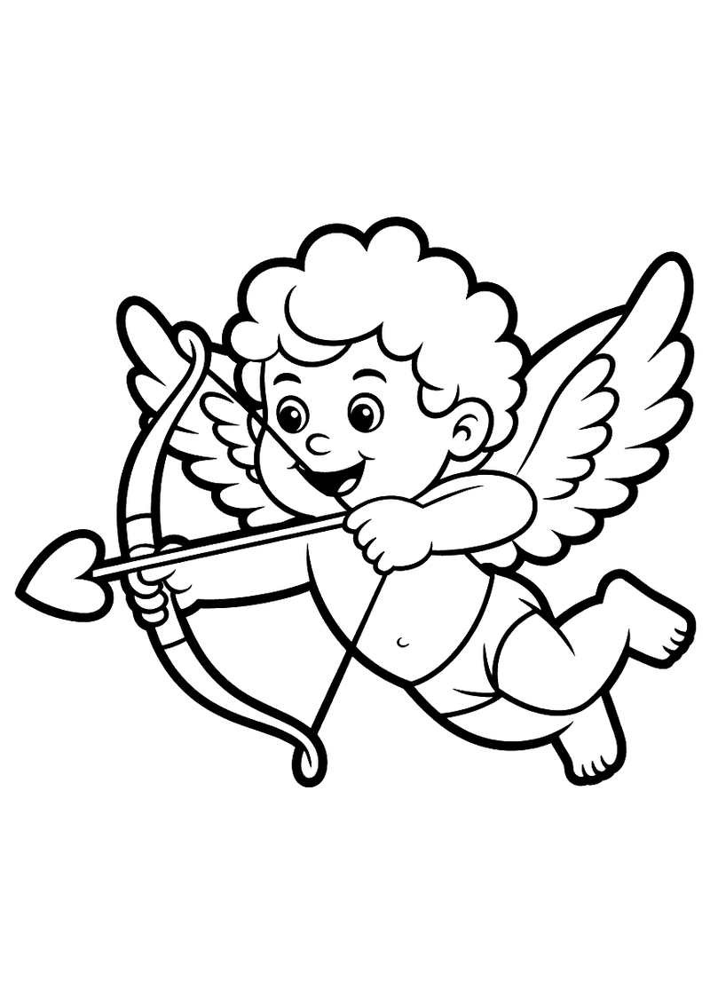 Cupido met pijl en boog kleurplaat — gratis kleurplaat
