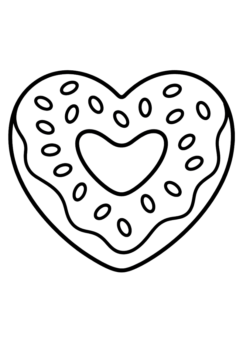 Hartvormige donut kleurplaat — gratis kleurplaat
