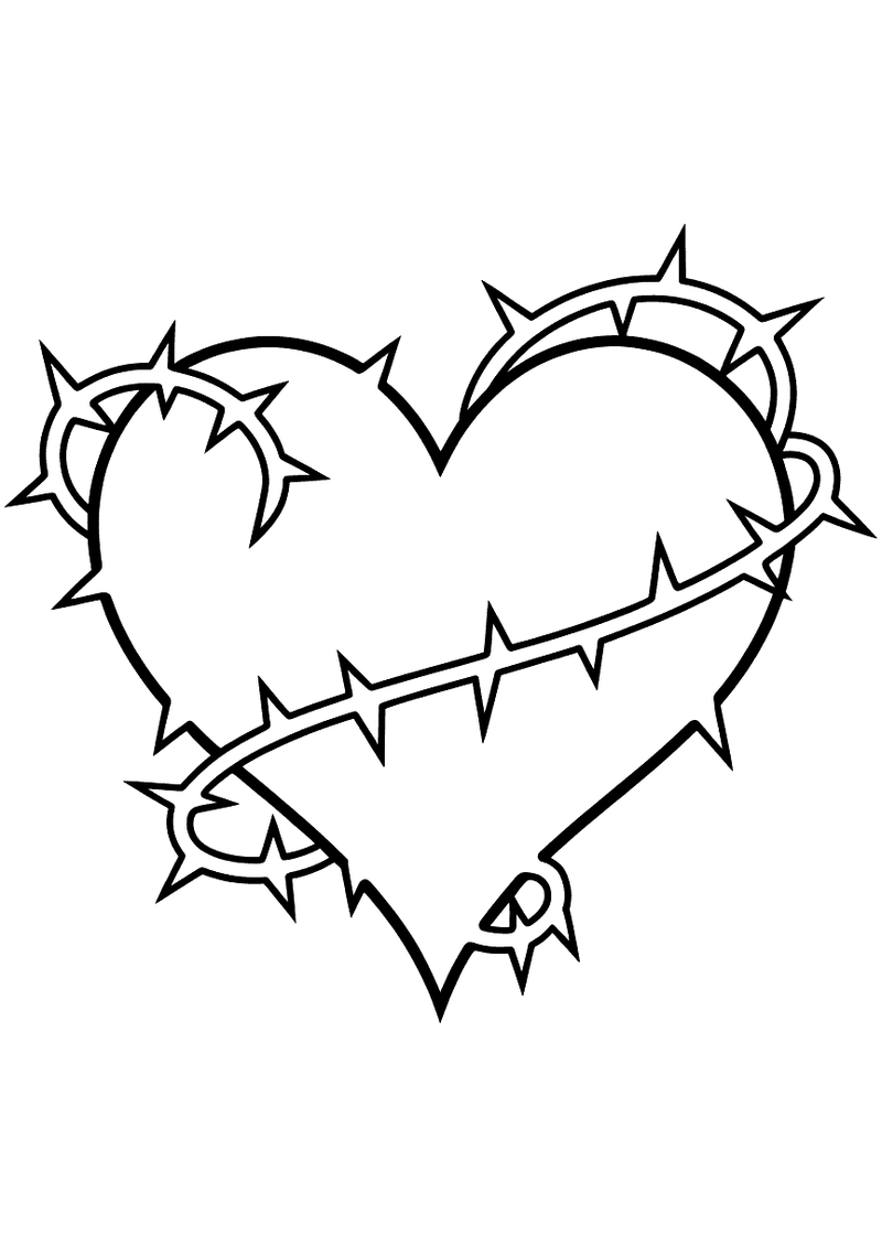 Gothic hart met doornen kleurplaat — gratis kleurplaat printen