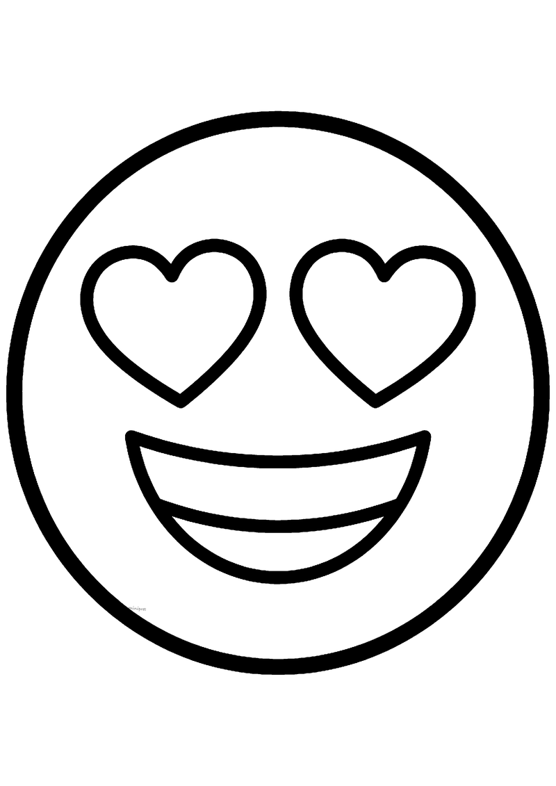 Emoji met hartjesogen kleurplaat