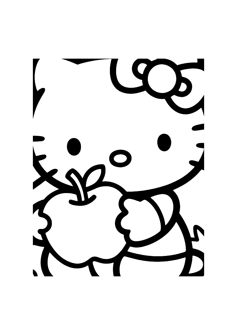 Hello Kitty Appel Eten Kleurplaat