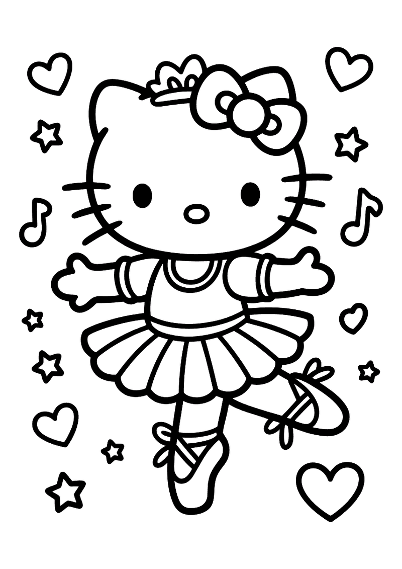 Hello Kitty Ballerina Kleurplaat