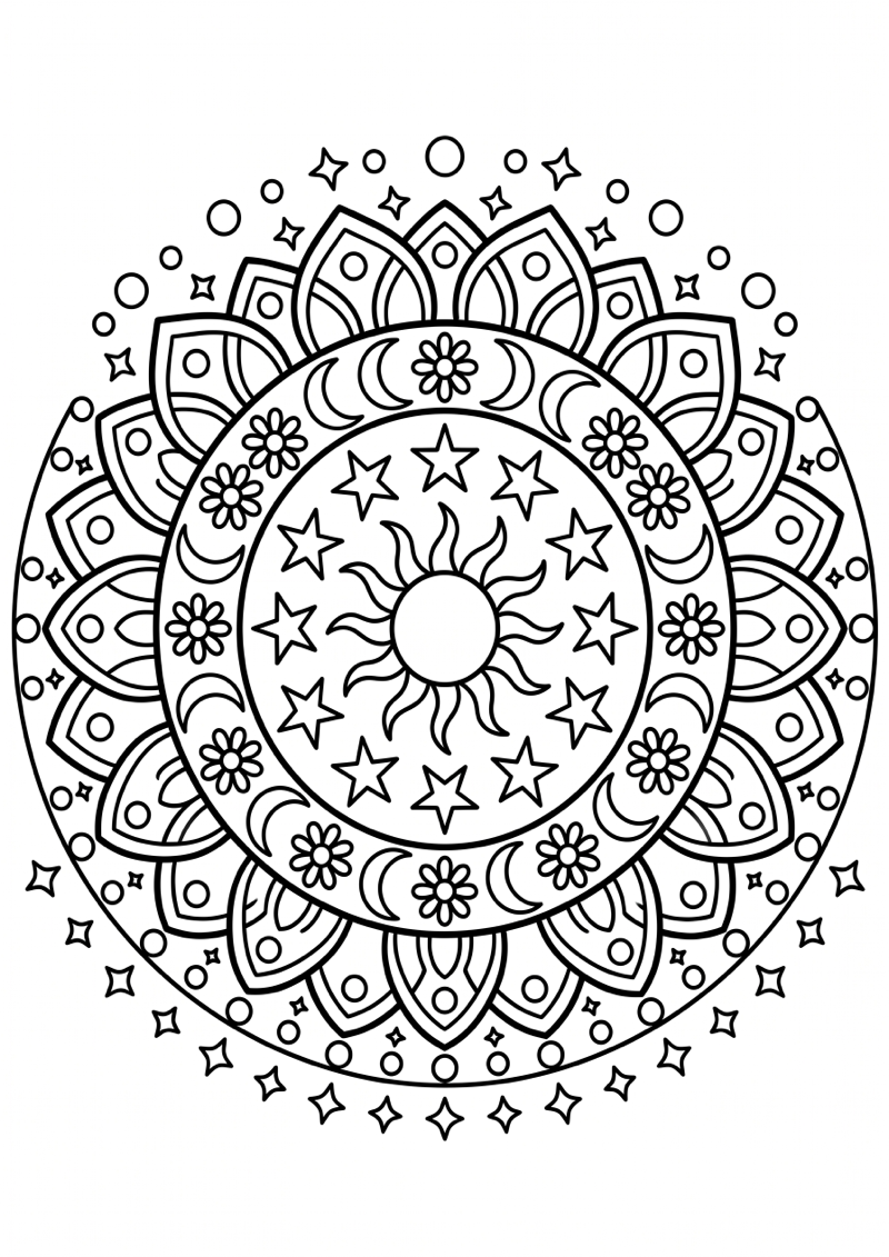 Hemelse Mandala Kleurplaat — gratis kleurplaat