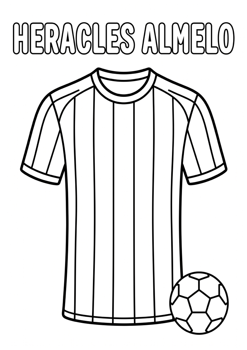 Heracles Almelo Voetbalshirt Kleurplaat — gratis kleurplaat printen