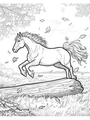 Herfst Paard Kleurplaat