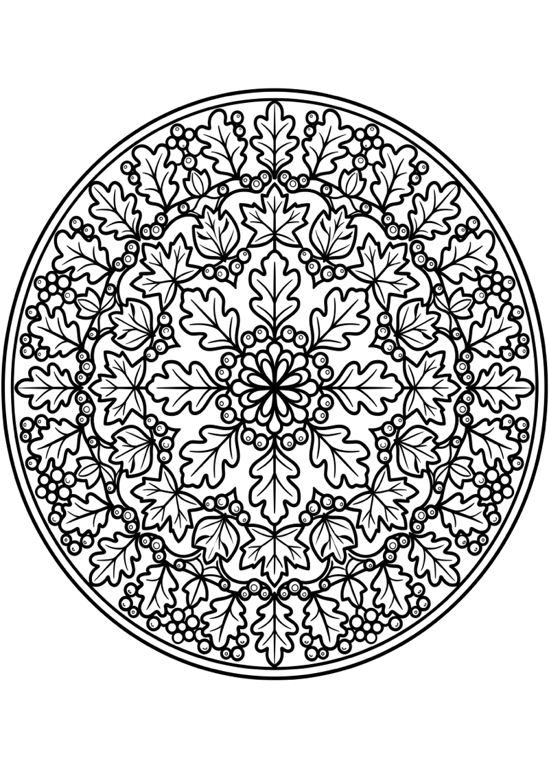Herfstblad Mandala Kleurplaat — gratis kleurplaat