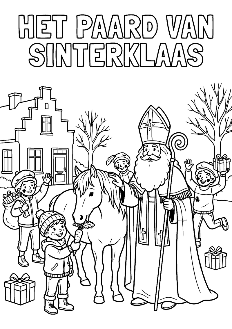 Het paard van Sinterklaas kleurplaat
