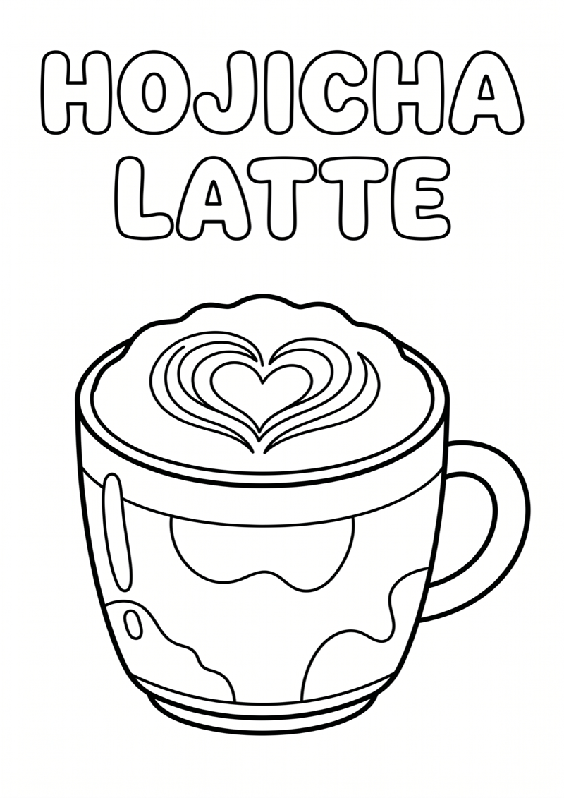 Hojicha Latte Kleurplaat — gratis kleurplaat