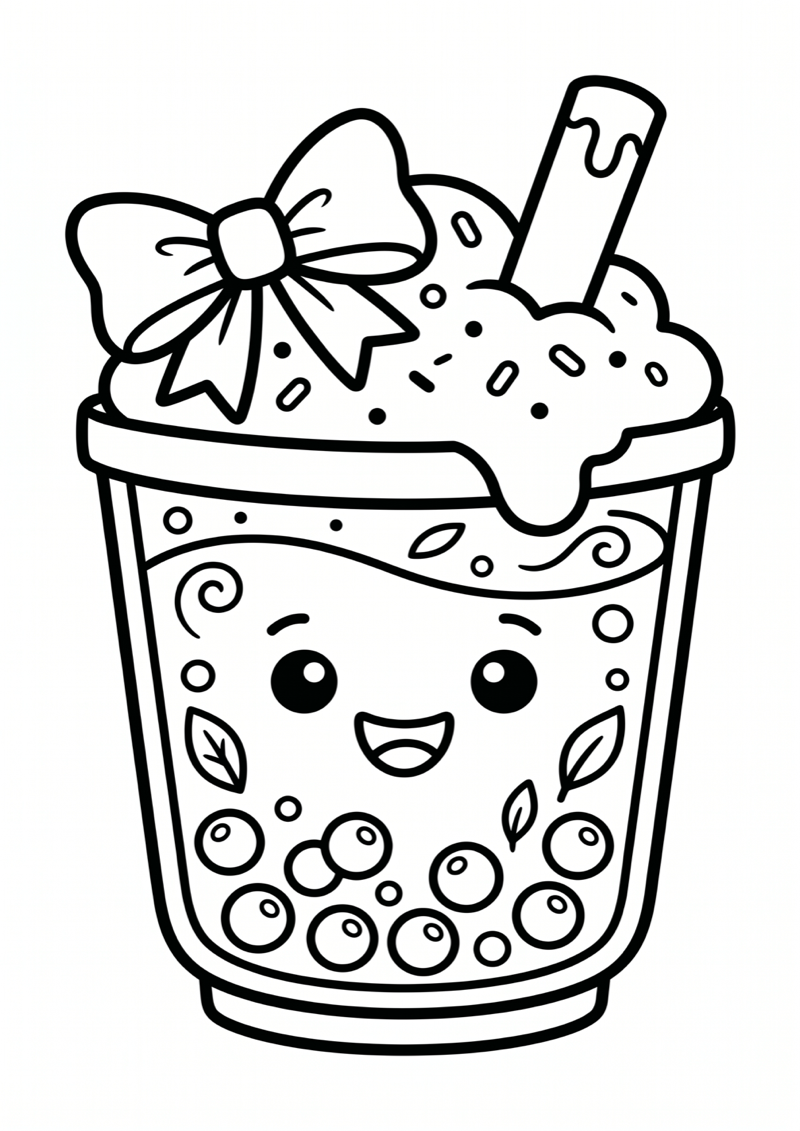 Hojicha Smiley Kleurplaat — gratis kleurplaat
