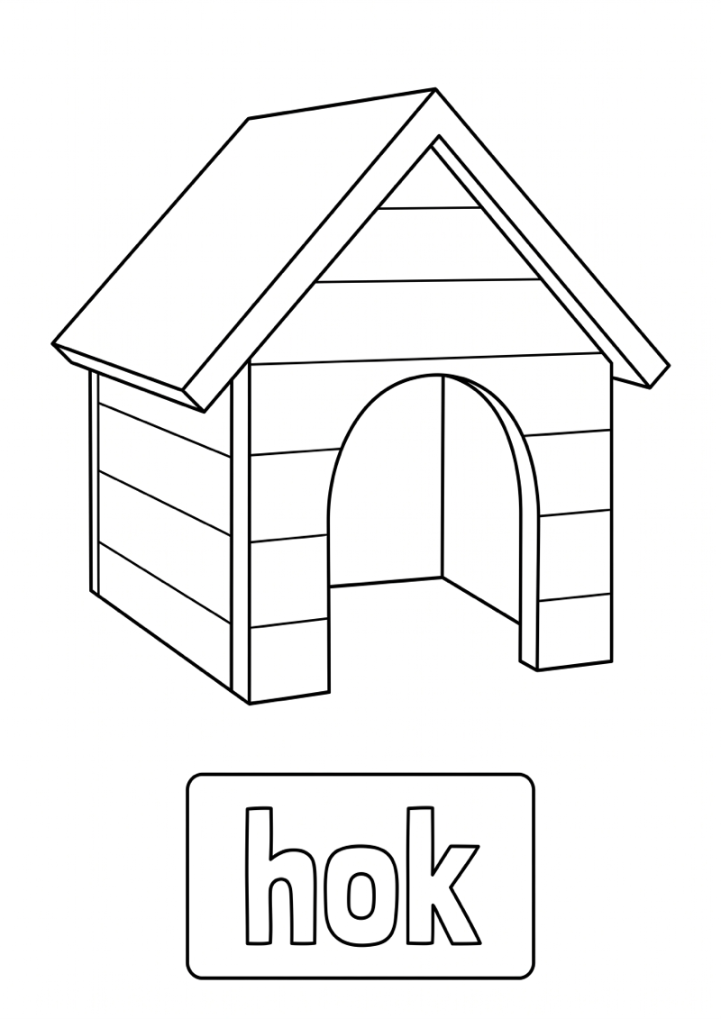 Hok Woordkaart Kleurplaat — gratis kleurplaat