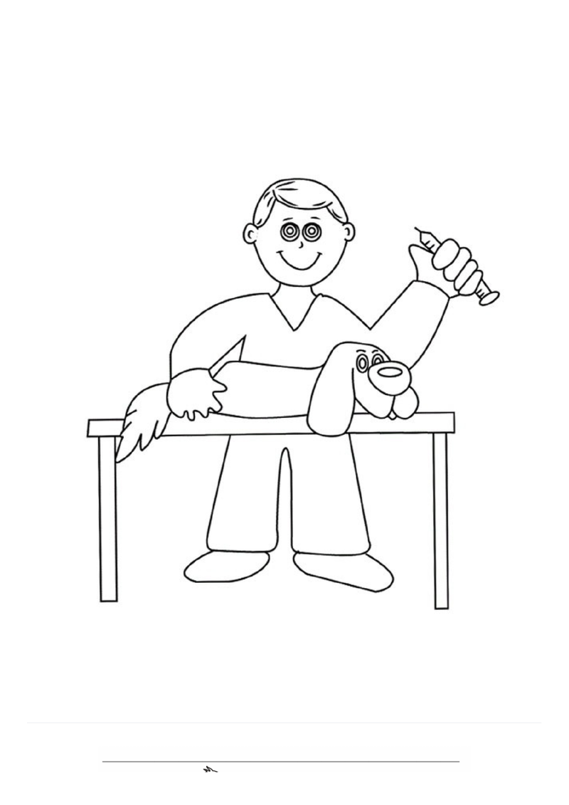 Hond bij de dierenarts Kleurplaat — gratis kleurplaat