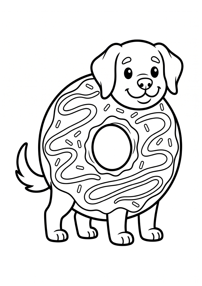 Hond Donut Hybride Kleurplaat — gratis kleurplaat printen
