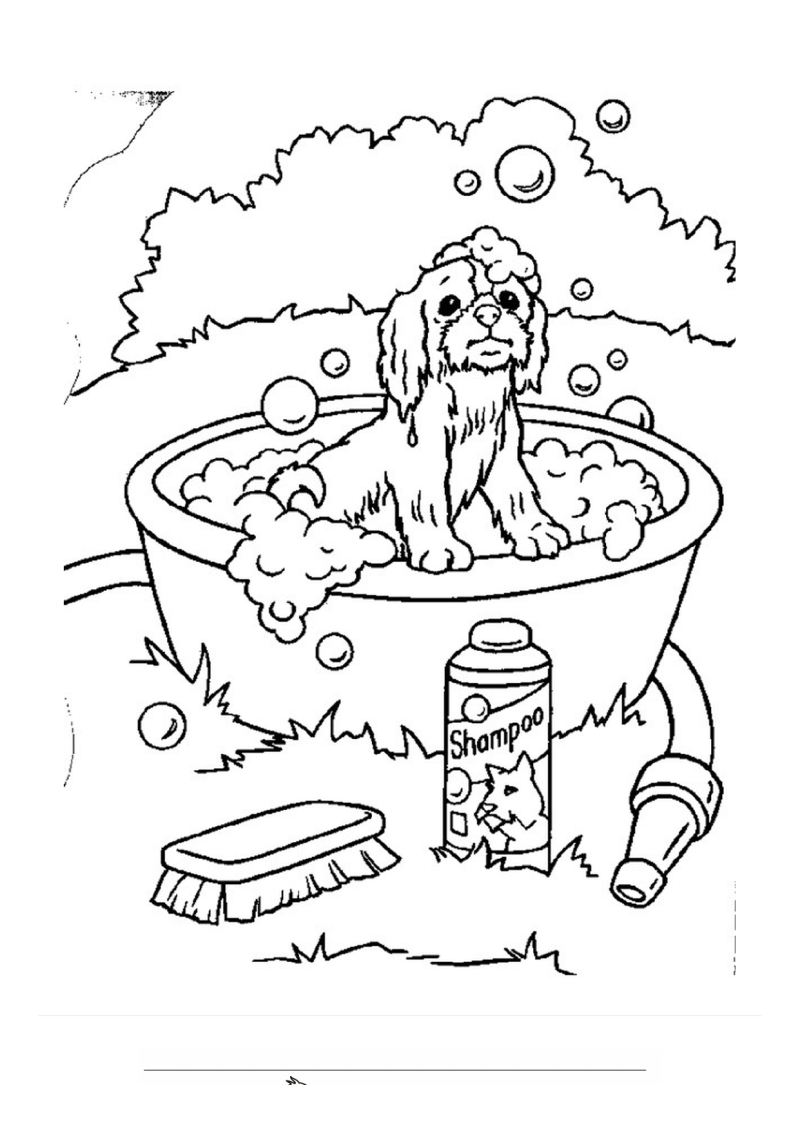Hond in bad Kleurplaat — gratis kleurplaat