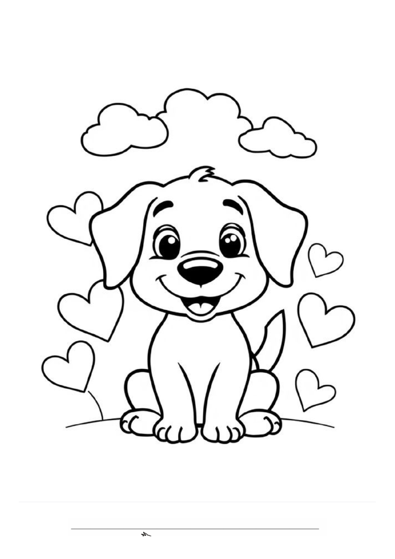 Hond met hartjes Kleurplaat — gratis kleurplaat