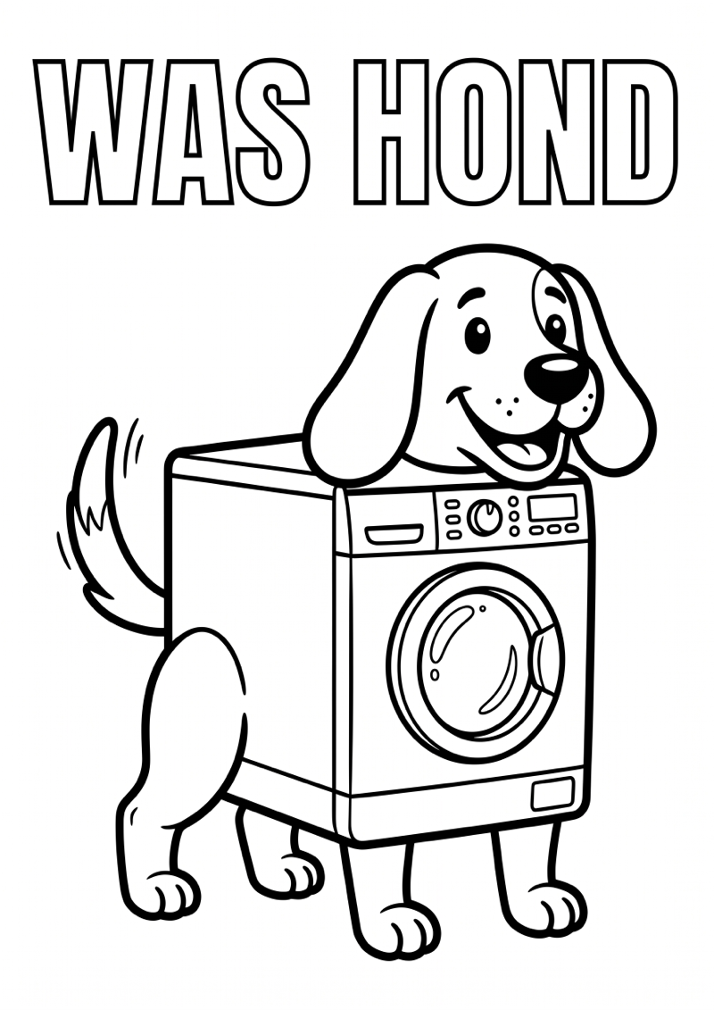 Hond Wasmachine Was Hond Kleurplaat — gratis kleurplaat printen