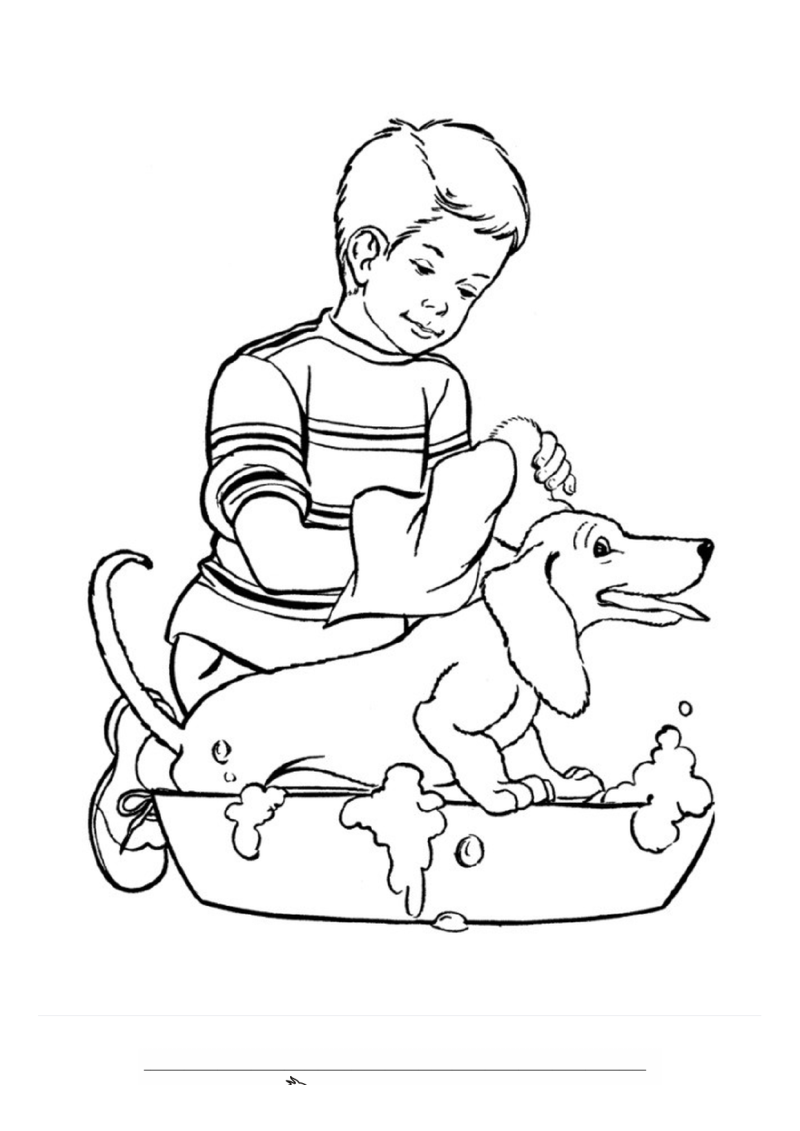 Hond wassen Kleurplaat — gratis kleurplaat