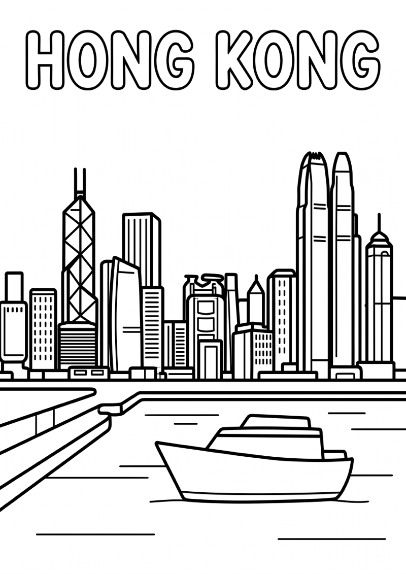 Hong Kong Kleurplaat — gratis kleurplaat printen