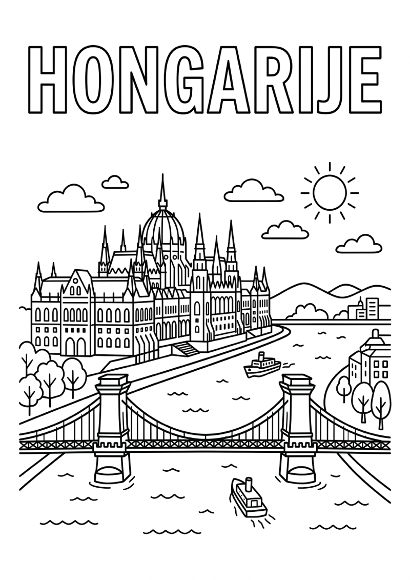 Hongarije Kleurplaat — gratis kleurplaat