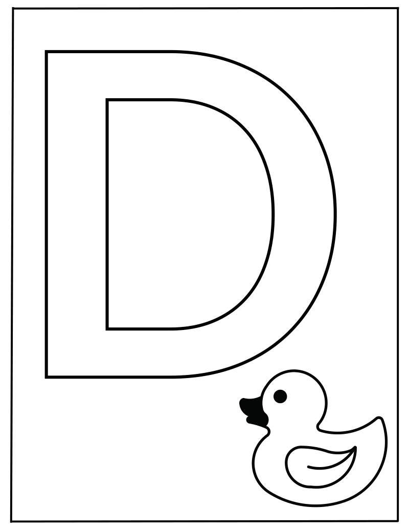 Hoofdletter D Kleurplaat — gratis kleurplaat