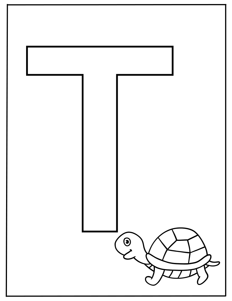 Hoofdletter T Kleurplaat — gratis kleurplaat