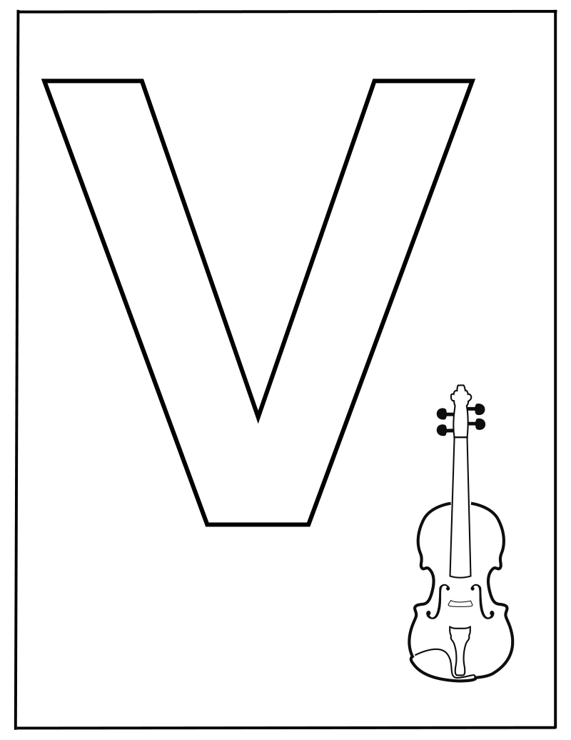 Hoofdletter V Kleurplaat — gratis kleurplaat