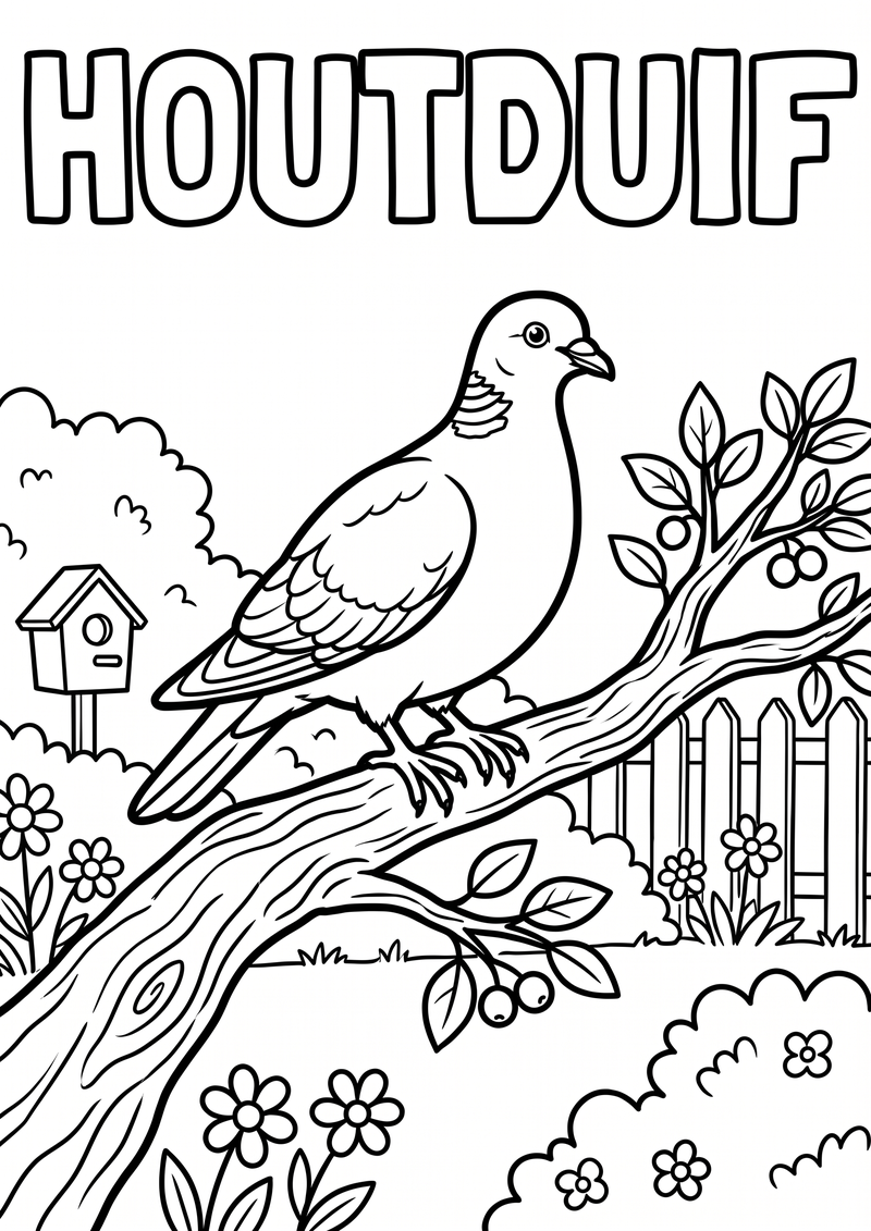 Houtduif Kleurplaat — gratis kleurplaat