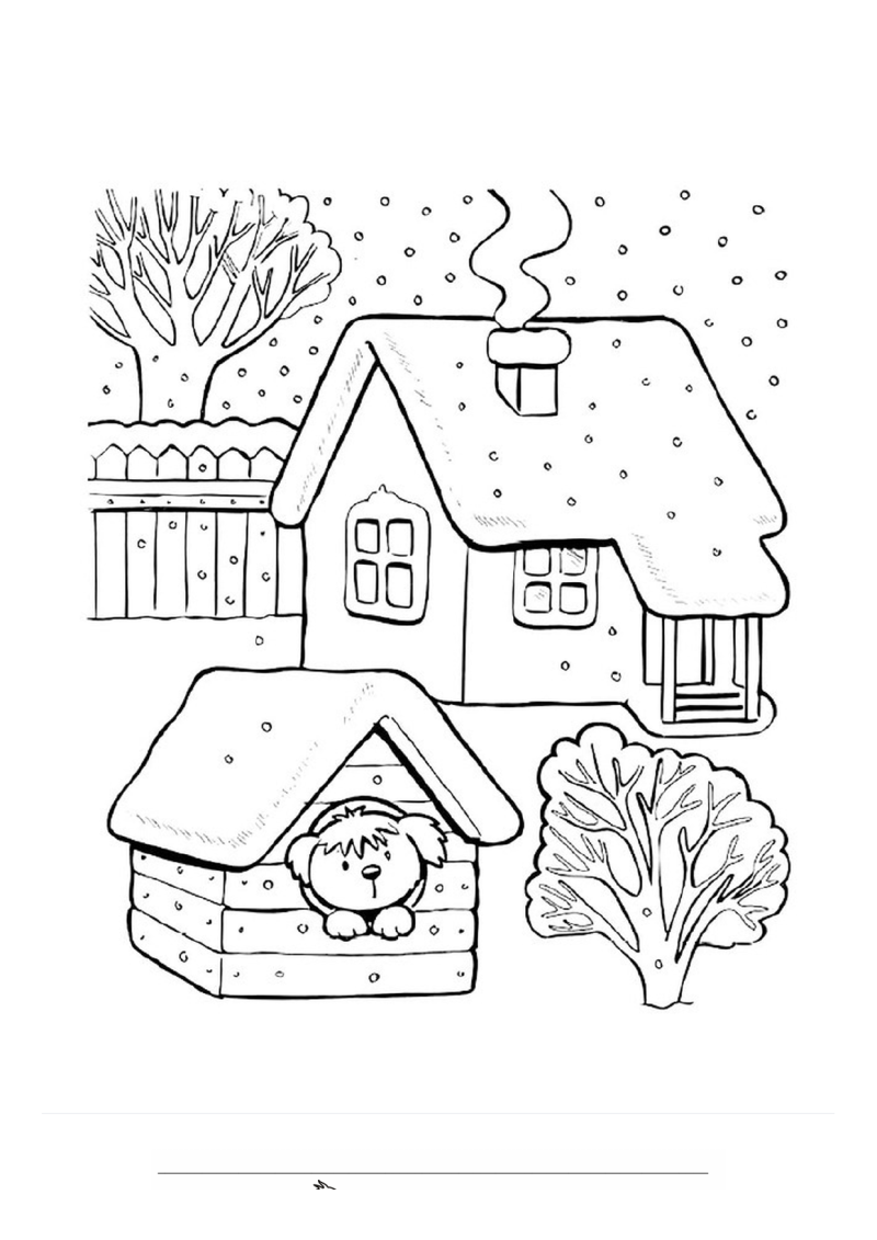 Huis en hondenhok Kleurplaat — gratis kleurplaat