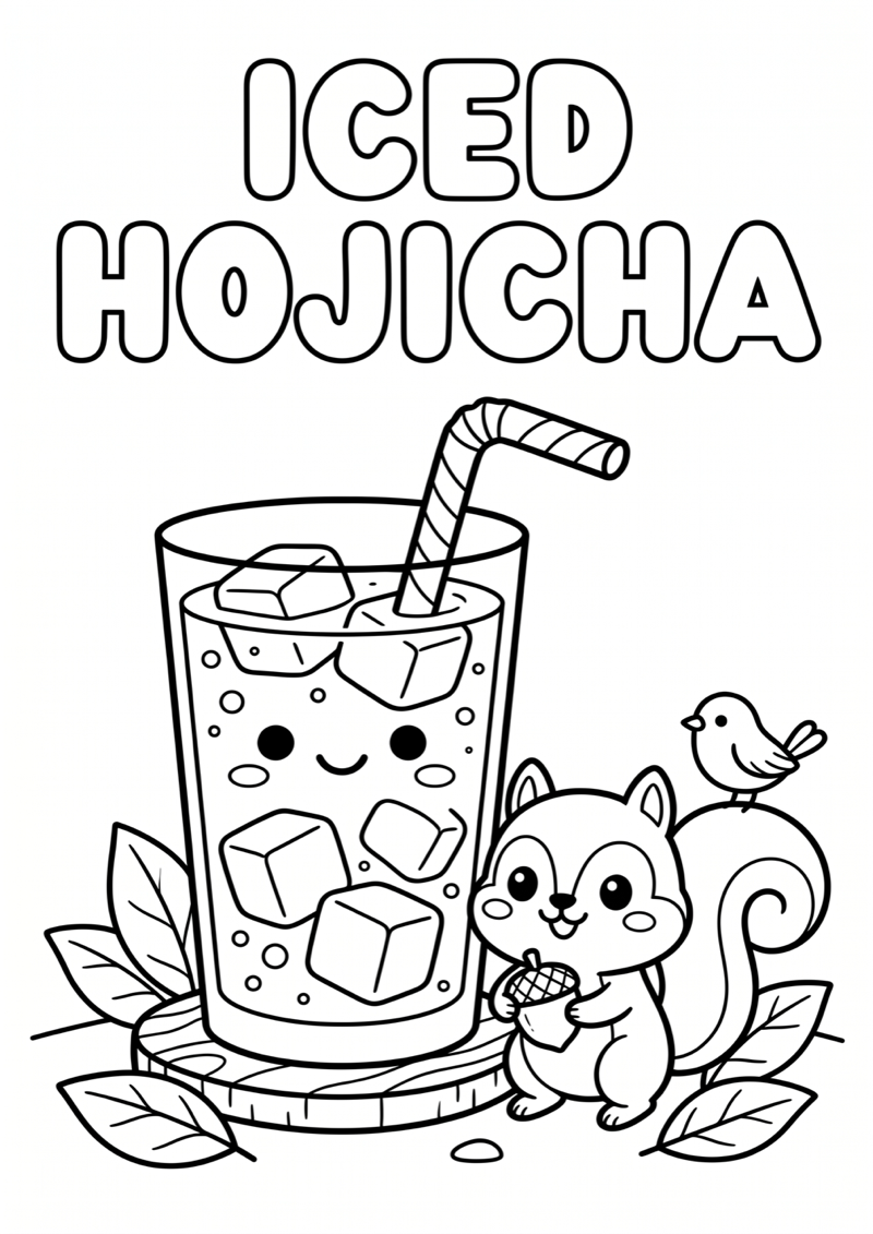 Iced Hojicha Kleurplaat — gratis kleurplaat