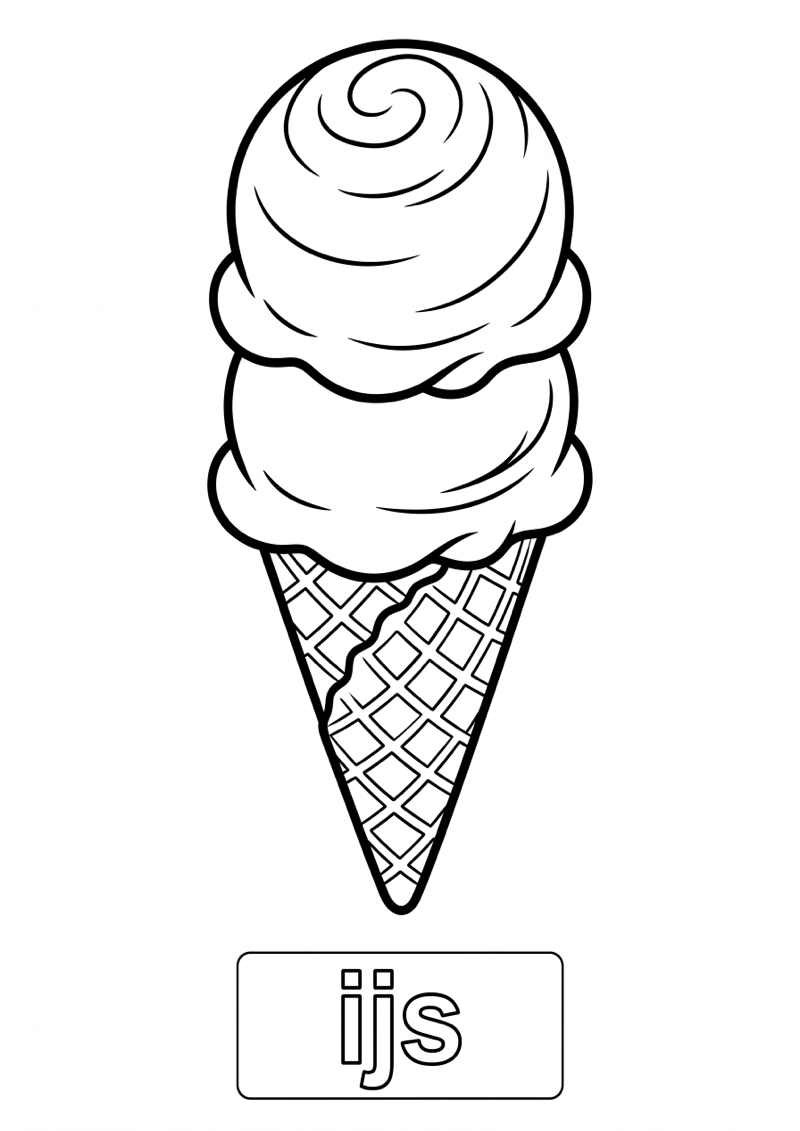 Ijs Woordkaart Kleurplaat — gratis kleurplaat