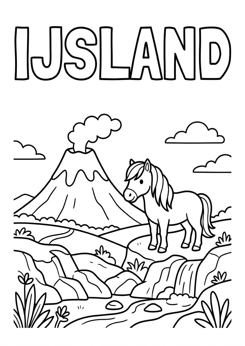 Ijsland Kleurplaat — gratis kleurplaat
