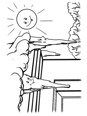 IJspegels ontdooien op dak Kleurplaat — gratis kleurplaat