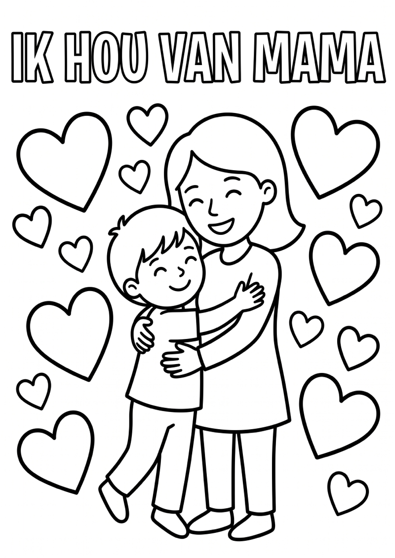 Ik hou van mama kleurplaat — gratis kleurplaat