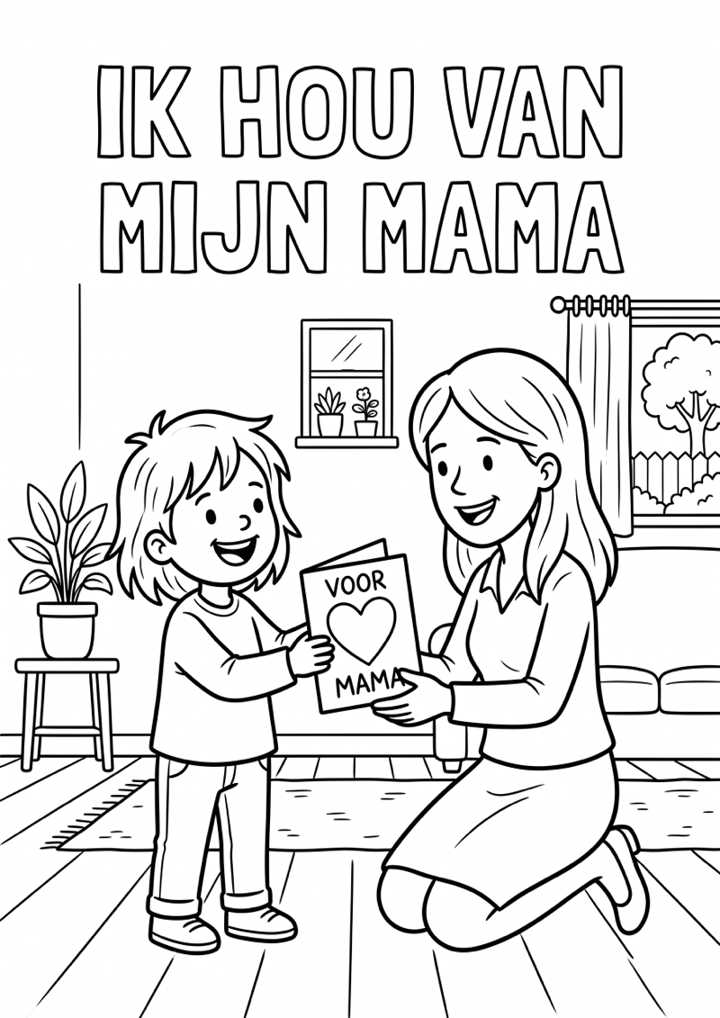 Ik hou van mijn mama kleurplaat — gratis kleurplaat