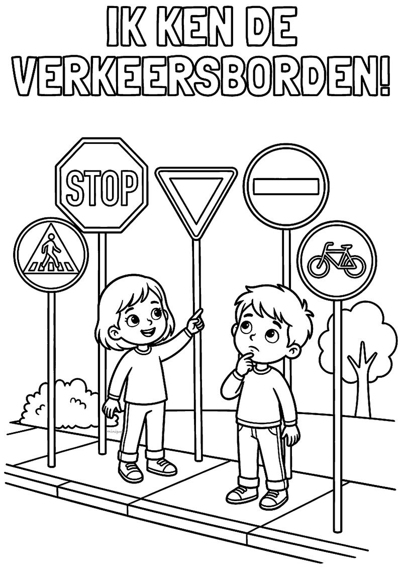 Ik ken de verkeersborden kleurplaat
