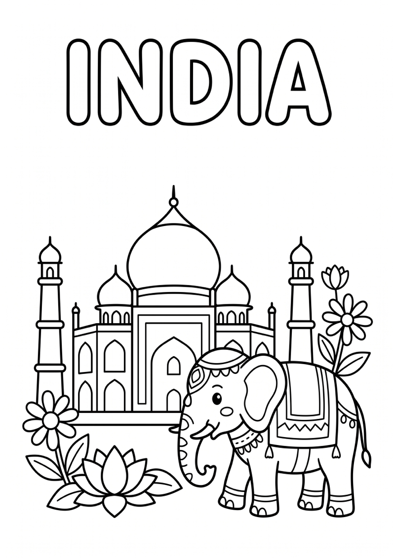 India Kleurplaat — gratis kleurplaat