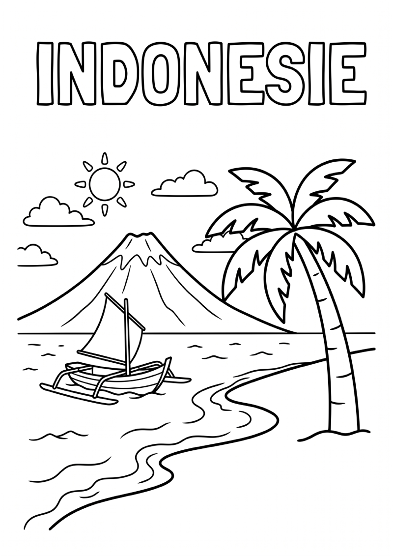Indonesie Kleurplaat — gratis kleurplaat printen
