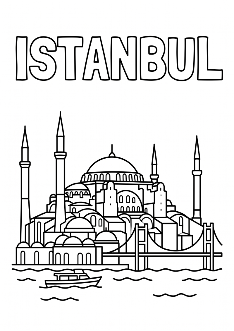 Istanbul Kleurplaat — gratis kleurplaat printen