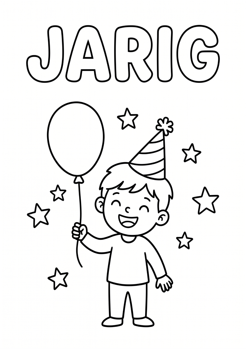 Jarig Kleurplaat — gratis kleurplaat printen
