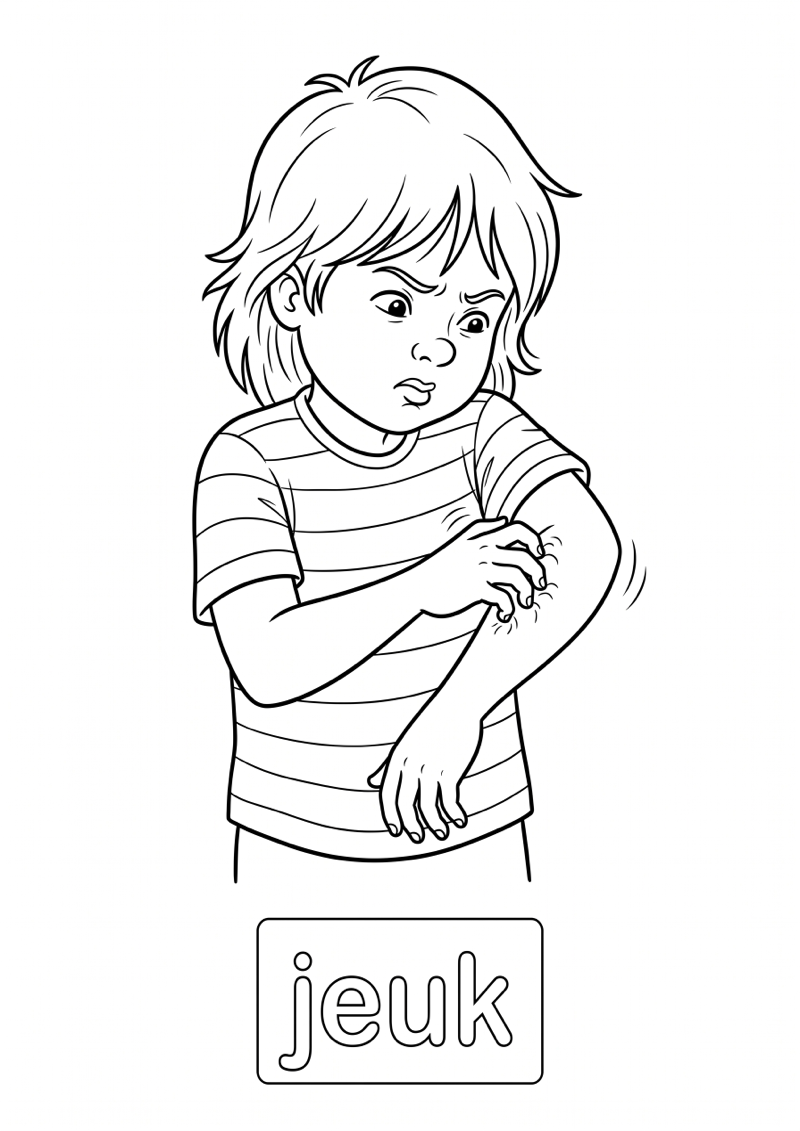 Jeuk Woordkaart Kleurplaat — gratis kleurplaat